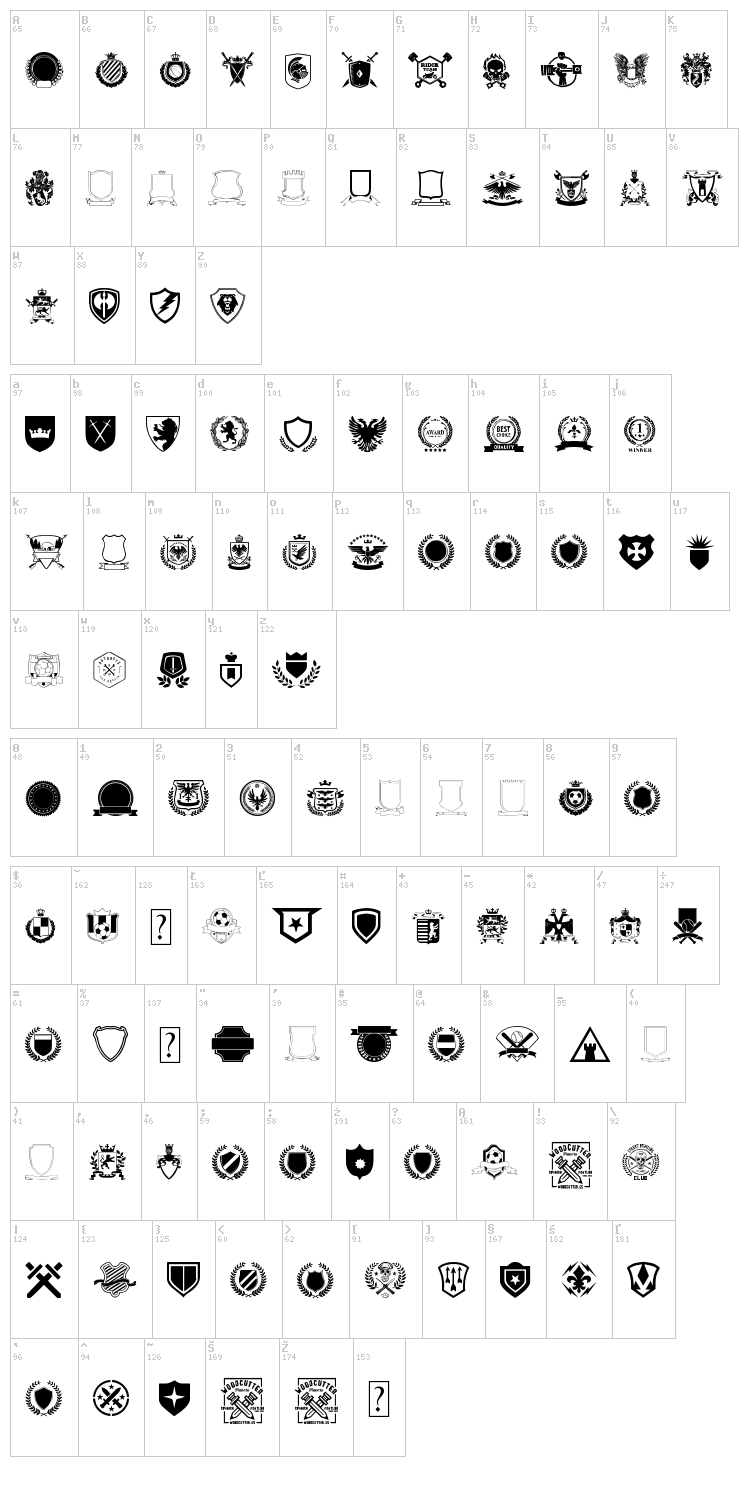 Emblem font map